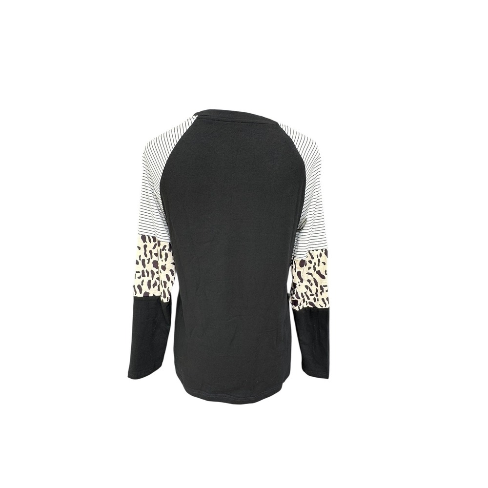 Unbranded Raglan Top Women Black Thanksgiving Pumpkin Mixed Print Sleeve Graphic - Picture 5 of 13
